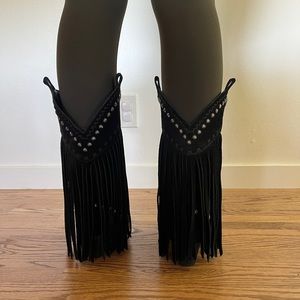 Black Fringe Cowboy Boots